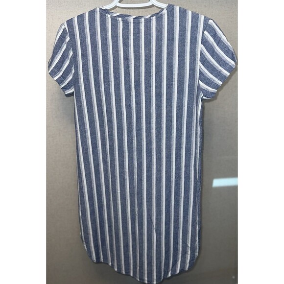 Cloth & Stone Blue Size XS Striped V-Neck Short Sleeve Dress - Picture 4 of 4